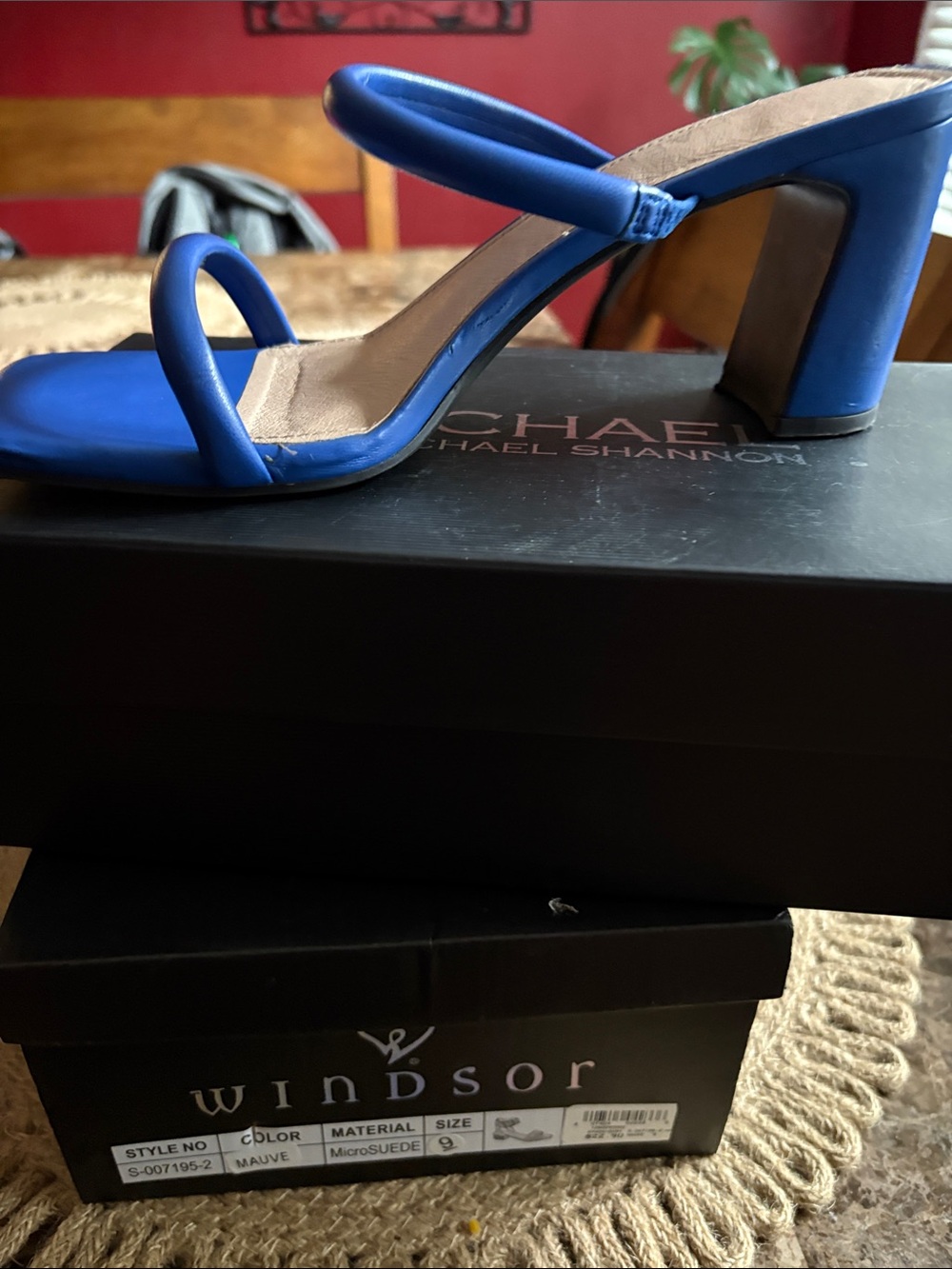 Michael Shannon Cobalt Blue Double-Strap Block Heel Sandal